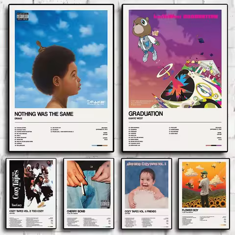 Trendy HipHop Canvas Posters Drake Kanye Tyler ASAP Music Album Wall Art for Home Decor