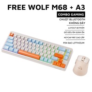 Bộ Bàn Phím Và Chuột Bluetooth FreeWolf M68 LED Pro Gõ Siêu Êm Pin Sạc Keycap PBT Cho Pc Lap