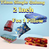 (Free 1 Pillow)Single Mattress  2 INCI /Tilam Bujang Berlipat/ Tilam Gulung