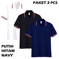 Polo List Paket Hemat 3pcs 100rb / Kaos Kerah List Pelangi Lengan Pendek / Kaos Kerah Seragam / COD
