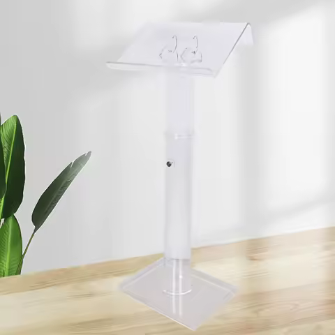 Acrylic Podium Stand, Conference Pulpit 31.50-51.18inch Adjustable Height Transparent Podium