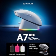 MCHOSE A7 V2 Ultra / Ultra+ Lightweight 59g Gaming Mouse 8K Polling / PAW3950 TI / Charging Dock