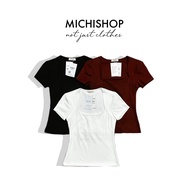 Square neck short-sleeved T-shirt - 121A09