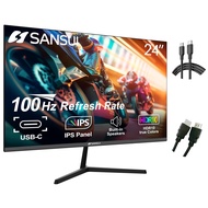 SANSUI 24 Inch Monitor with Built-in Speakers, USB Type-C 100 Hz FHD 1080P Monitor，HDMI DP HDR10 Gam