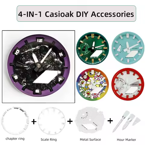 For Casio G-shock GA2100 ga2110 ga-b2100 4in1 Mod kit Watch Scale Luminous Ring Index Metal Dial sur