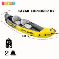 INTEX เรือ เรือคายัค 2 ที่นั่ง พายง่าย เสถียรสูง พร้อมพาย + ปั๊มลม Yellow Explorer K2 68307