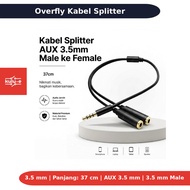 Overfly AUX Splitter Cable Male to Female Headphone Mic AV114 No Color 3.5mm 37cm
