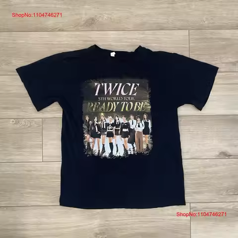 Twice 5th World Tour Ready To Be Black T Shirt Adult Size Large K Pop Music vintage Washed streetwea