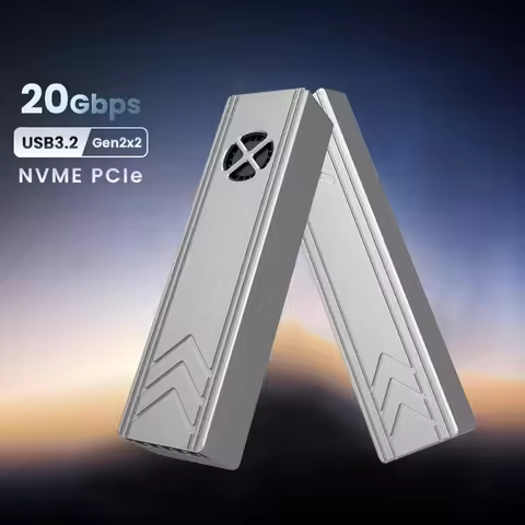 M.2 NVMe SSD Enclosure 20Gbps USB 3.2 Gen2x2 Case Box Cooling Fan Support UASP for PCIE NVMe SATA 22