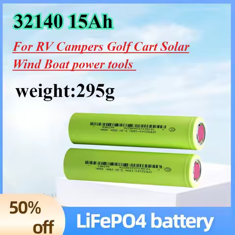 3.2v 32140 15Ah LiFePO4 Lithium Iron Phosphate Battery for RV Campers Golf Cart Solar Wind Boat powe