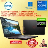 #DG110 USED DELL G3-3590 Gaming Laptop G3-3590 intel i7-9750H 16GB 512GB SSD NVIDIA GTX1660TI 6GB FH