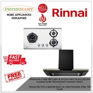 RINNAI RH-C1059-PBR SLEEK STYLISH MATT BLACK PLASMA FILTER TECHNOLOGY CHIMNEY HOOD+RB-73TS 3 BURNER HOB BUNDLE DEAL