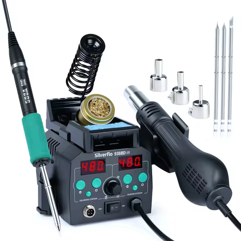 Silverflo t12 Soldering Station 700W Heat Station Rework Station 938BD-III Hot Air Welding Station w
