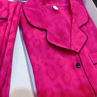Halloween Summer New Pink Luxury Leopard Silk Satin Long Sleeve Pants Pajamas Pajamas Pajamas Clothi