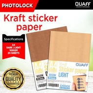 A4-Kraft Sticker Paper Dark/Light 165gsm 20sheets Kraft Paper