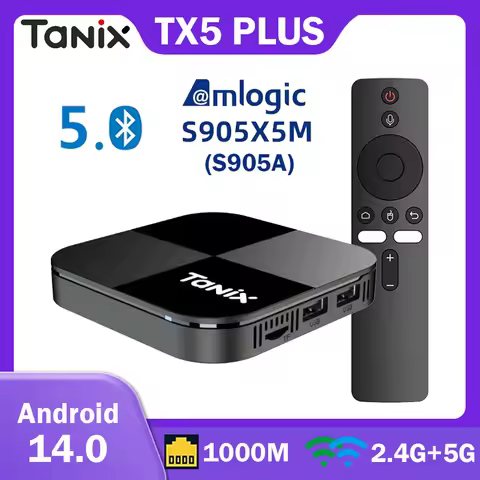 Tanix TX5 PLUS Smart TV BOX Android 14 Amlogic S905X5M 1000M LAN AV1 BT 4GB 32GB 2.4G&5G Dual Wifi S