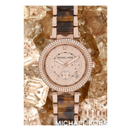 Michael Kors 玫瑰金琥珀手錶 [MK5538/ Paker Tortoise Rose Watch