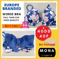 MONA Bra Wired Saiz Besar Coli Wanita Big Size Cantik Big Size 40E/40F Bra Besi Branded 大码钢圈内衣
