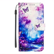 TEMU Beautiful Butterflys Flip Leather Cover | Card Holder Wallet Magnetic Case Suitable For Oppo Re