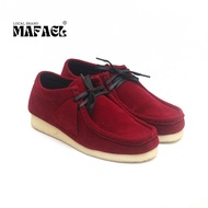 MAFAEL Wallabee Maroon Shoes. Unisex Chungky Wallabee Shoes for Men and Women
