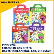 [Pinkfong]Korean Sticker in Bag BEST 4Set Baby shark, Animal, Car, Dinosaur