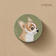 EMJOUR Double-Sided Embroidered Charm-Chihuahua | Pet Souvenir Gift Dog Key Ring Bag Accessories Dec