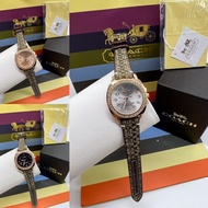 Caoch leather/ stainless steel watch with paper box, manual book paper bag