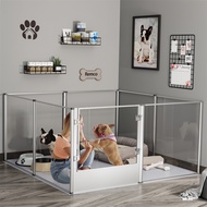 Large Acrylic Dog Playpen Fertility Fence Cage 3 in 1 Dog Whelping Box Barrier with Waterproof Mat