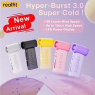Realfit T1 Ultra High Speed ​​Fan, 199 Levels of Maximum Wind Speed ​​for Rapid Cooling, 3500mAH for
