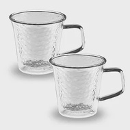【SADOMAIN 仙德曼】雙層玻璃錘紋馬克杯 100ml-2入組(雙層玻璃杯/對杯組/茶杯)