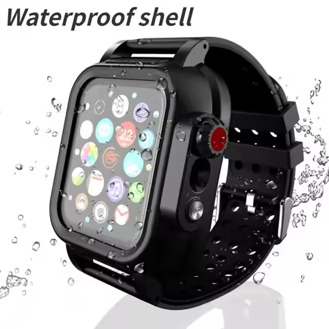 Waterproof Shell For Apple Watch 44mm 40mm 42mm 38mm Silicone Case + Protective Cover iWatch Series 