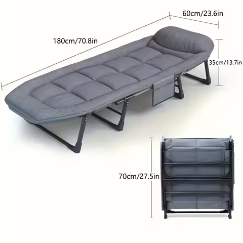 550 Lbs Weight Capacity Patio Party Resting Folding Camping Bed, 70.87 inch Adjustable Folding Deck 