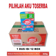 Biskuit Roma Slai Olai Strawberry / Slai Olai Stroberi Box 32 gram (HARGA 1 DUS ISI 12 BOX)