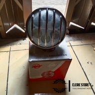 LAMPU HEADLAMP DEPAN MOTOR CLASIC CUSTOM CHROME REFLEKTOR TRALIS BULAT BESI STAINLESS 65inch
