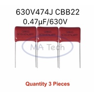 CBB22 474J630 0.47uf 630V DC Capacitor CBB 630V474J 474J 630V 0.47uf 630V (1 Set There Are 3 Pieces)
