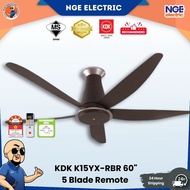 FAN| KDK K15YX-RBR Ceiling Fan 60 Inch 150cm Remote Control DC Motor Original Malaysia
