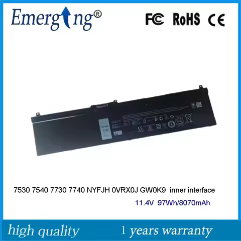 11.4V 97Wh Laptop Battery NYFJH For Dell Precision 7330 7530 7540 7730 7740 0VRX0J 0WNRC 0WMRC77I GW