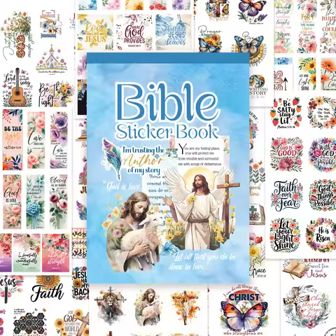 28 Sheets Bible Inspirational Sticker Book Colorful Butterfly Flowers Bible Verse Faith Stickers For