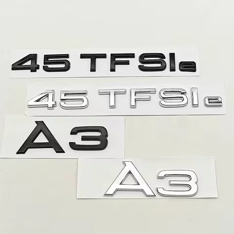 3D ABS Car Trunk Letters Badge 45 TFSIe A3 Emblem Logo Decal For Audi A3 PHEV Gloss Black Silver Aut