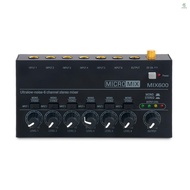 Mini Audio Mixer Stereo Line Mixer for Sub-Mixing Ultra Low-Noise 6-Channel for Guitars Bass Keyboards or Stage Mixer Extension