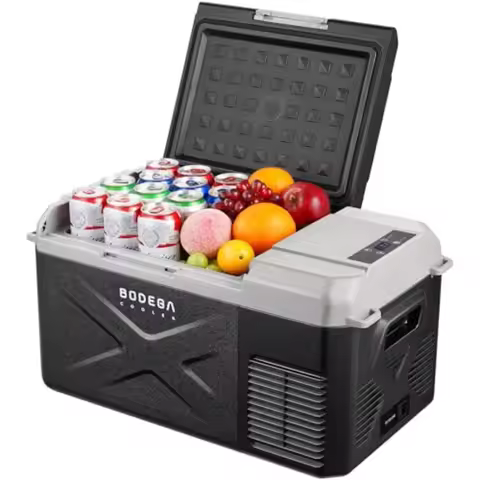 Portable 12V Car Refrigerator with Compressor 12/24V DC 100-240V AC Cool to -4F to 68F Black for Out
