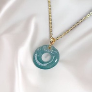 【母親節特惠】冰藍水雙龍玉璧項鍊18K金 | 天然翡翠A貨 | 送禮