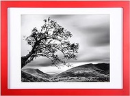 BOJIN 10x14 Picture Frames Red, Solid Wood Display Pictures 8.5x11 with Mat or 10x14 Without Mat, Wall Hanging Document Certificate Photo Frame