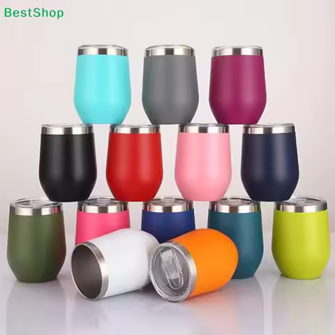 1Pcs Cold Or Hot Stainless Steel Thermal Cup 360mL With Transparent Lid U-shaped Vacuum Egg Shell Cu
