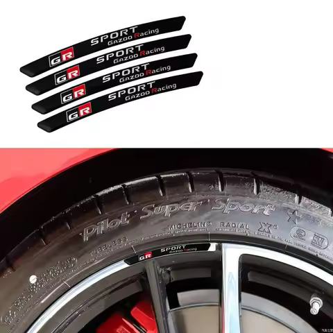 4PCS 3D Aluminum Wheel Hub Stickers Emblem Badge For Toyota GR Sport Gazoo Racing C-HR RAV4 Mirai Av