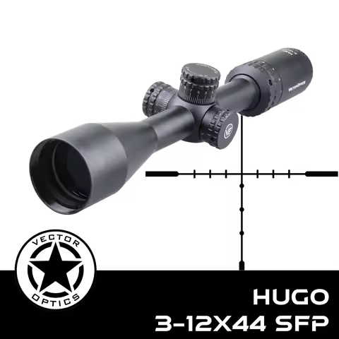 Vector Optics Hugo 3-12x44 Varmint Shooting 1 Inch Riflescope Min 10 Yds Wire BDC Ranging Reticle Tu
