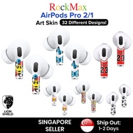 (SG) ROCKMAX AirPods Pro 2/1 Art Skin Wrap, Customized AirPod Sticker Cover Decoration