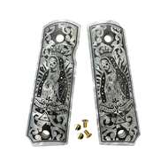 1911 Grips Full SizeWhite pearl with la Santa MuerteFits ColtKimberSpringfieldRemingtonRock IslandGo