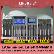 Liitokala-Battery Charger, Lii-202, Lii-402, Lii-PD4, PD2, 18650, 1.2V, 3.7V, 18350, 26650, 21700, NiMH Lithium Battery Charger
