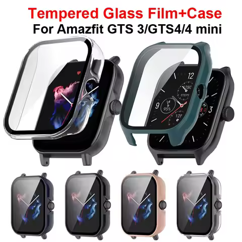 PC Case+Tempered Glass For Amazfit GTS 4/GTS 4 Mini Screen Protector Smartwatch Protective Cover For